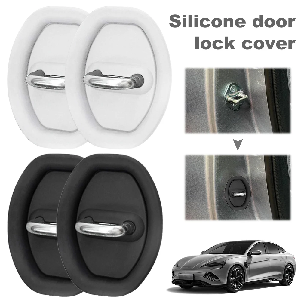 4Pcs Car Door Latch Protective Cover Silicone Anti-Collision Protective Cover Silent Shock Pads Car Door Lock Protective Cover