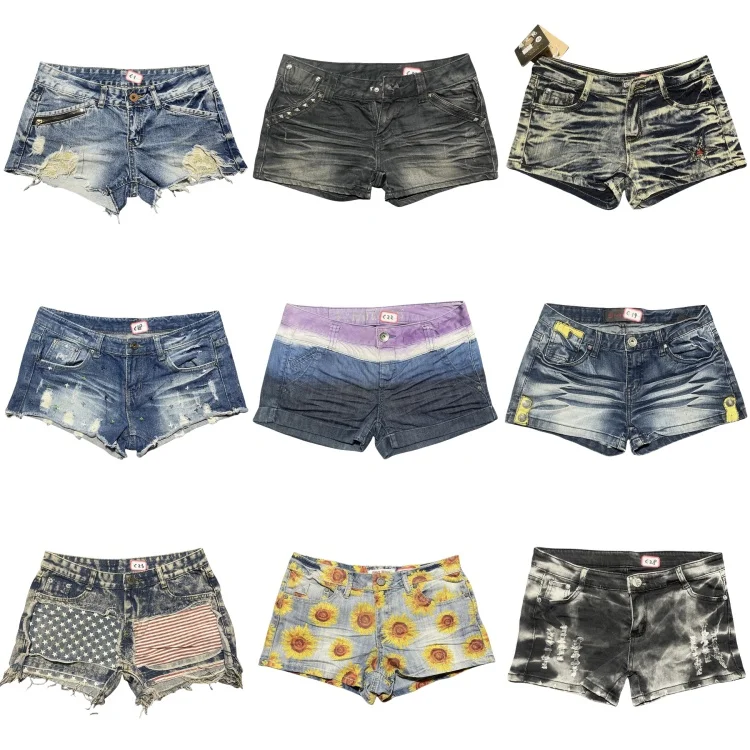 

Ретро-шорты Y2K в стиле Hot Girl с низкой талией, джинсовые, в стиле миллениум-панк, винтажные, для субкультур, облегающие, светло-голубые