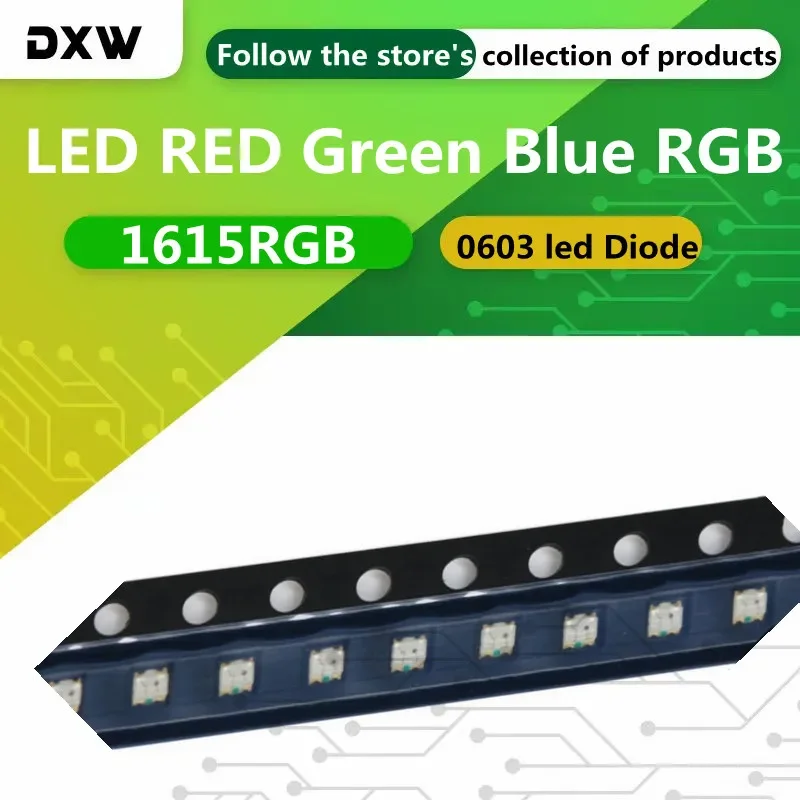 100PCS LED 0603 RED Green Blue RGB Total Cathode Total Anode 1615RGB Lamp Bead Three-color Full-color LED Diode