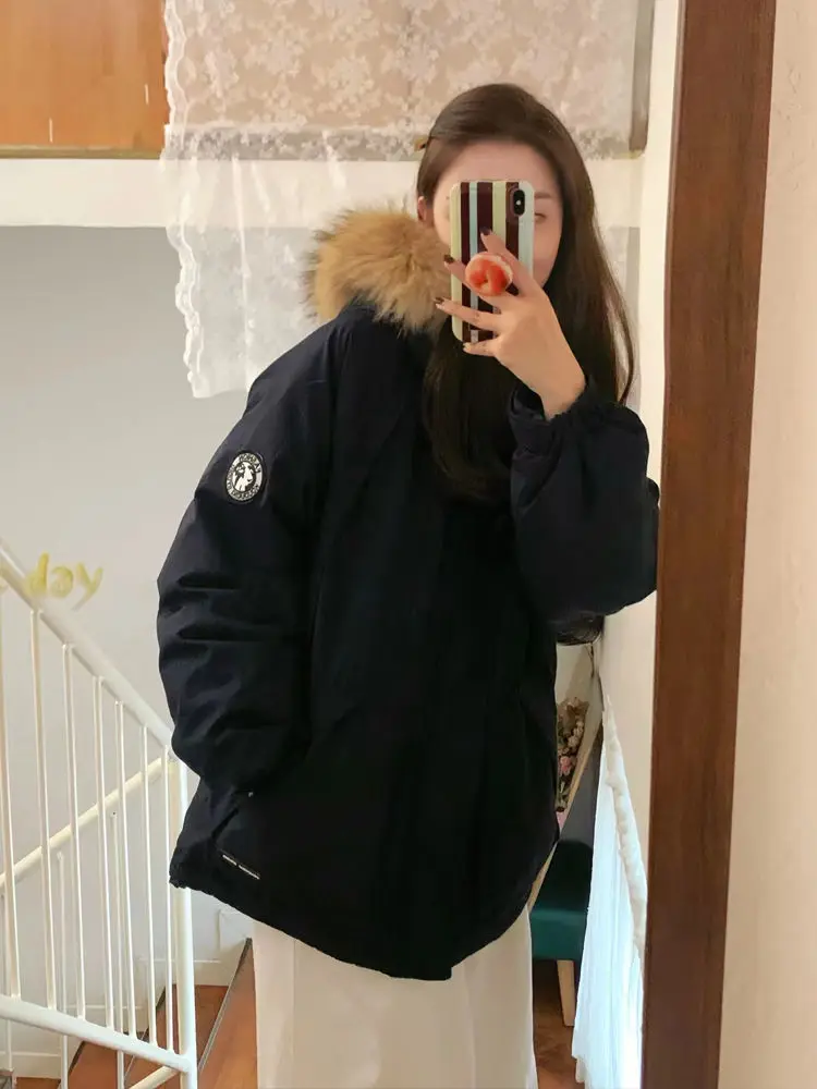 

Parkas Oversize Womens Winter Cotton-Padded Lady Slim-Fitting Fur Personalized Simple College Student Fashion Casual Regular Hot