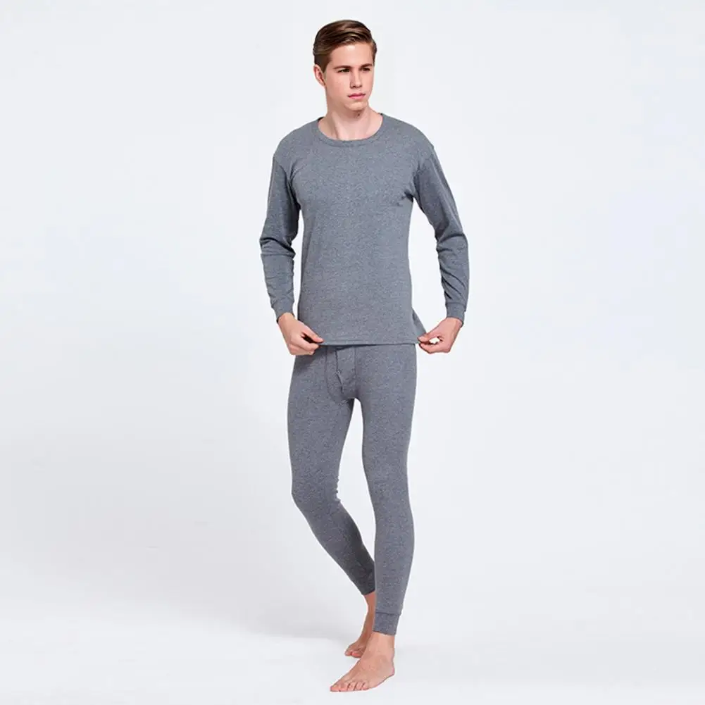 

Men Solid Color Pajamas Men Pajama Set Men's Cozy Lounge Set with Long Sleeve Tops Elastic Waist Pants Solid Color for Ultimate