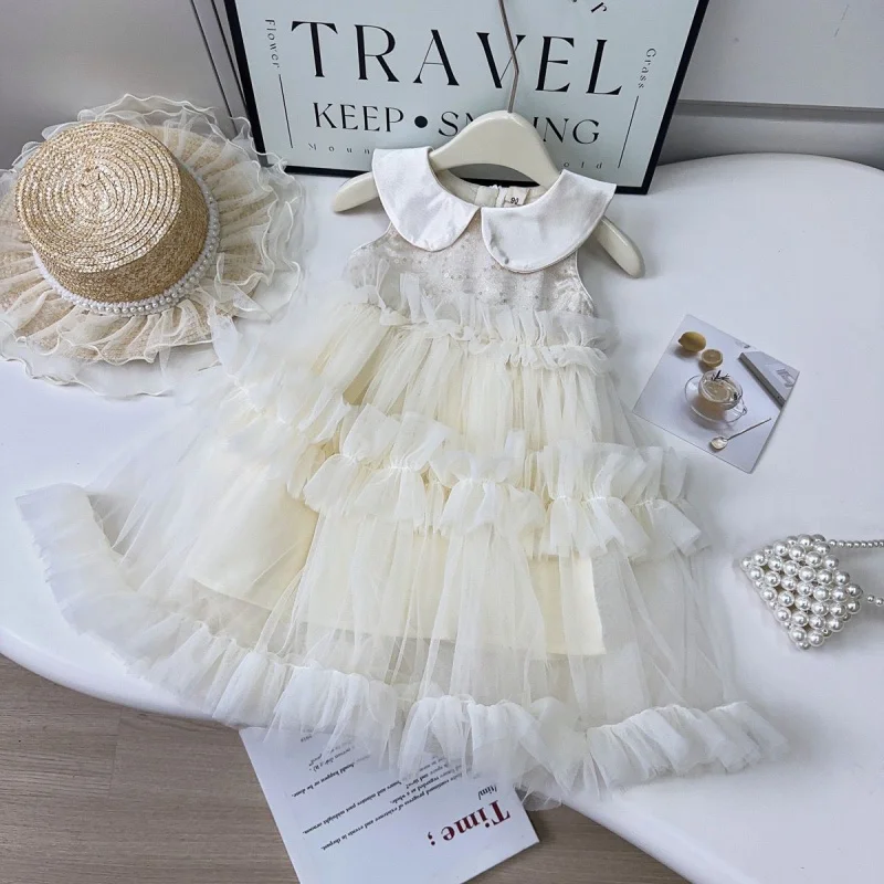

2025New Style Girls' Sleeveless Princess Tulle Dress Baby Girl Birthday Dress Wholesale