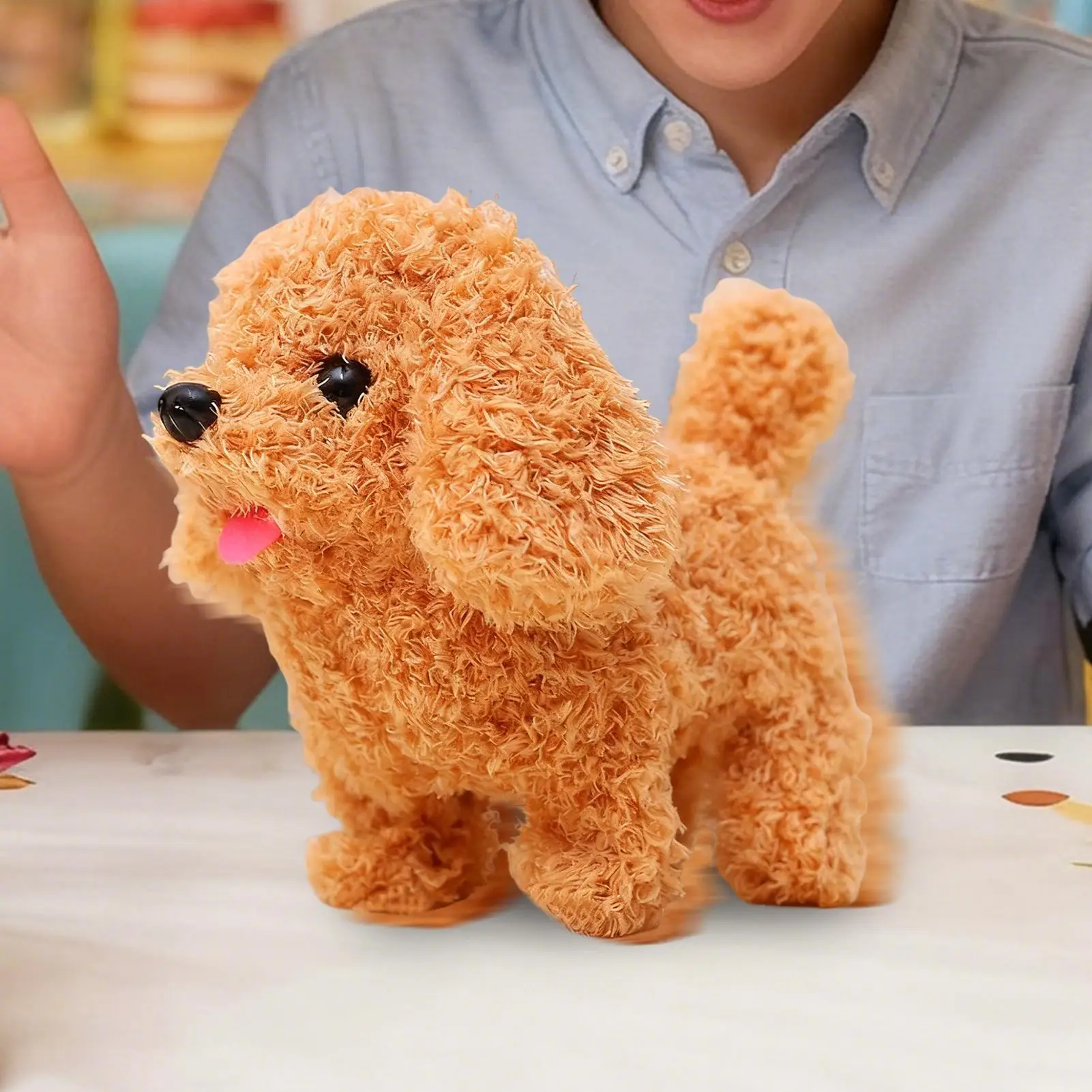 新しいかわいいぬいぐるみロボット子犬インタラクティブウォーキング模擬子犬吠える尻尾を振る子犬ぬいぐるみおもちゃチルレン（バッテリーなし）