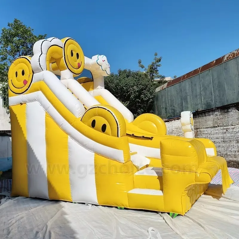 2026 Outdoor Party Playground Backyards Smile Style Slides Removable Kids Swimming Pool Inflatable Adult Size Water Pool Slide