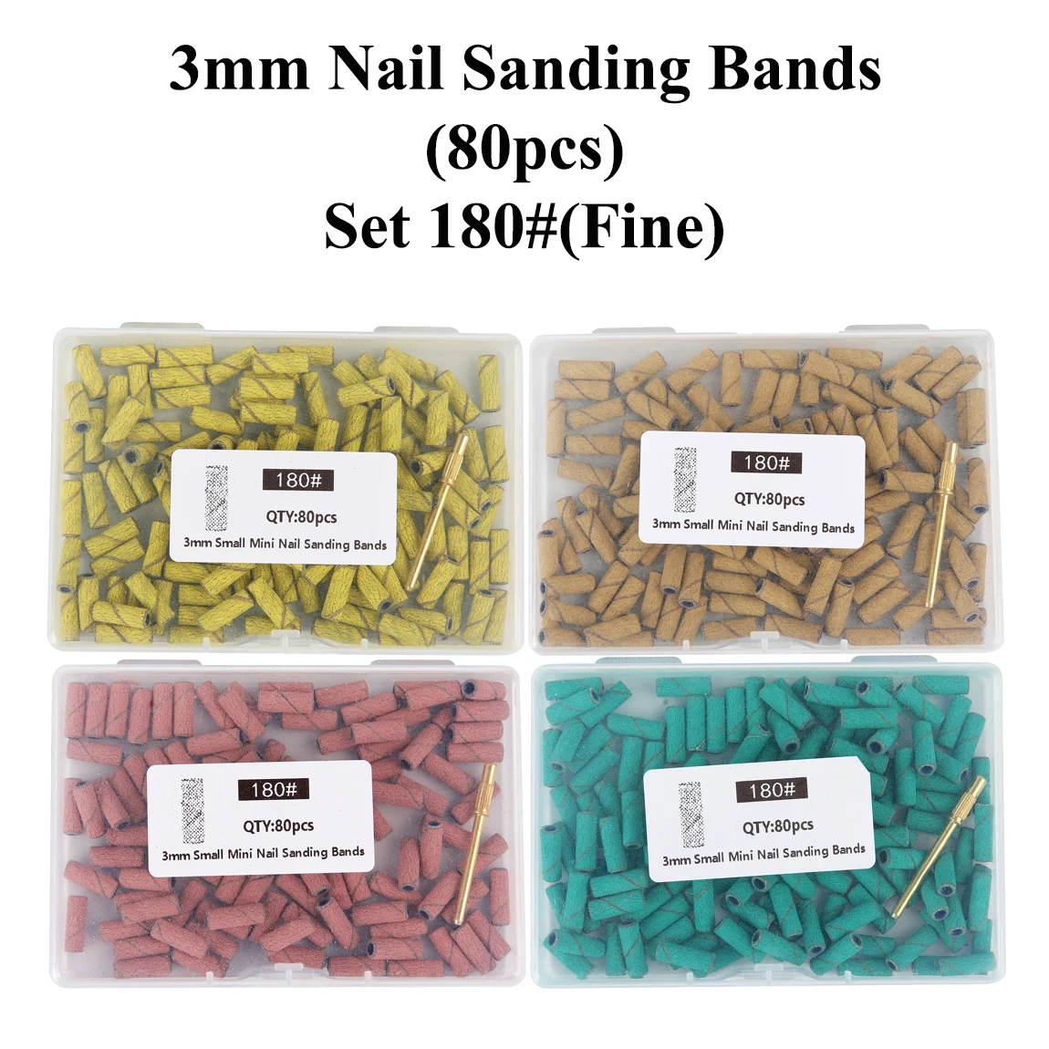 80 Stück 3 mm Mini-Nagelschleifbänder mit 1 Schaft Set Bohrmaschine Bohrer abgestorbene Haut entfernen Pediküre Polierzubehör