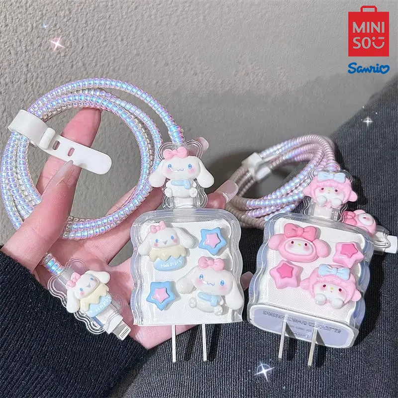 Защитный чехол для кабеля передачи данных Sanrio, подходит для зарядного устройства Apple 20 Вт Cinnamoroll Kawaii, милый защитный чехол для USB-кабеля для быстрой зарядки Защитный чехол для зарядного устройства Melody