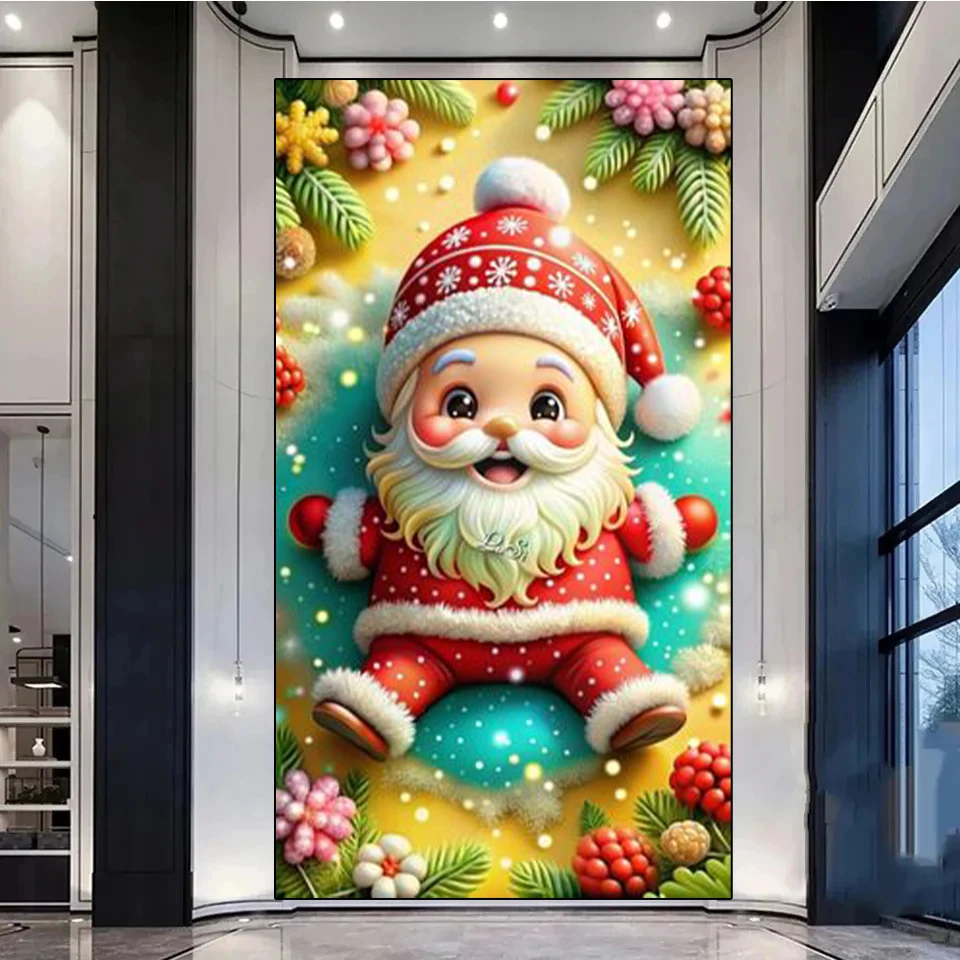 جديد 2025 DIY الماس الرسم دائرة كاملة مربع تصميم جديد الكرتون سانتا كلوز فسيفساء التطريز ديكور المنزل
