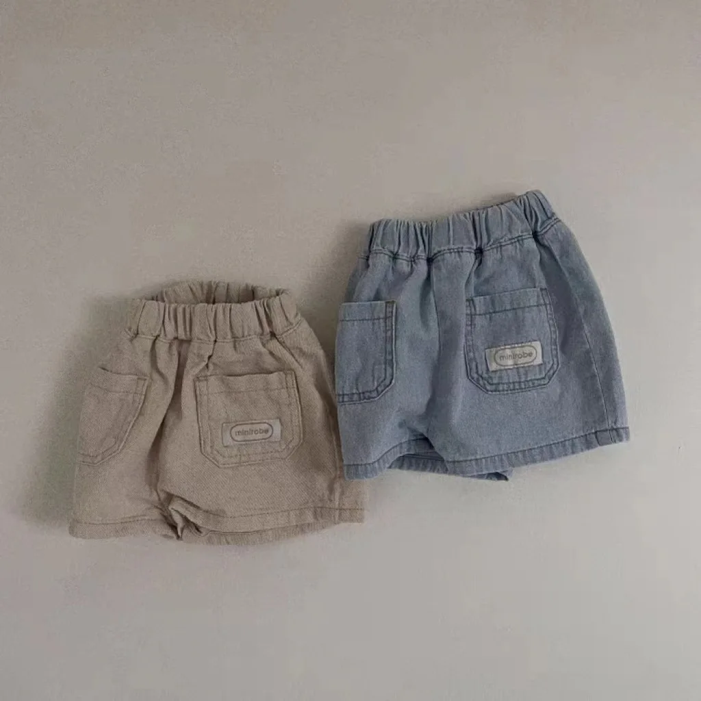 2023 جديد الصيف الطفل الدنيم السراويل القطن الطفل السراويل غير رسمية فضفاضة طفل Vintage Pants غير رسمية الاطفال السراويل القصيرة ملابس الطفل