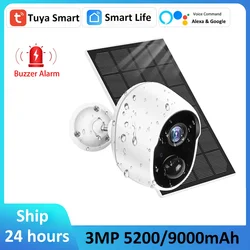 Alexa Google 3MP batterie Rechargeable solaire WiFi sécurité infrarouge CCTV Protection IP66 sirène extérieure Tuya caméra de Surveillance