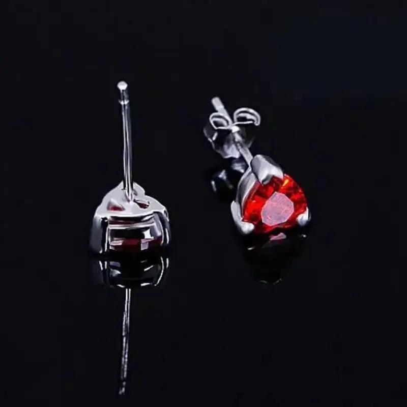 New  Earring Red Garnet Heart High-grade Zircon Crystal Earrings For Women Birthday Gift brincos XY-E113