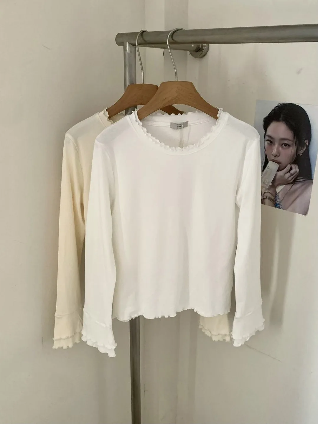 

Spring Egg Long Sve T-irt Women's Layering round Ne Base irt Korean Sle Commute Cotton Moisture ng