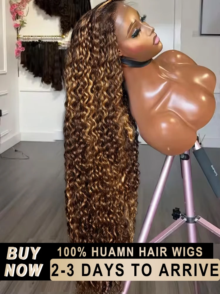 

200Density 13x5 Highlight Wig Human Hair 30 40 Inch Colored Ombre 13x6 HD Deep Wave Lace Frontal Wig Brazilian Curly Front Wigs