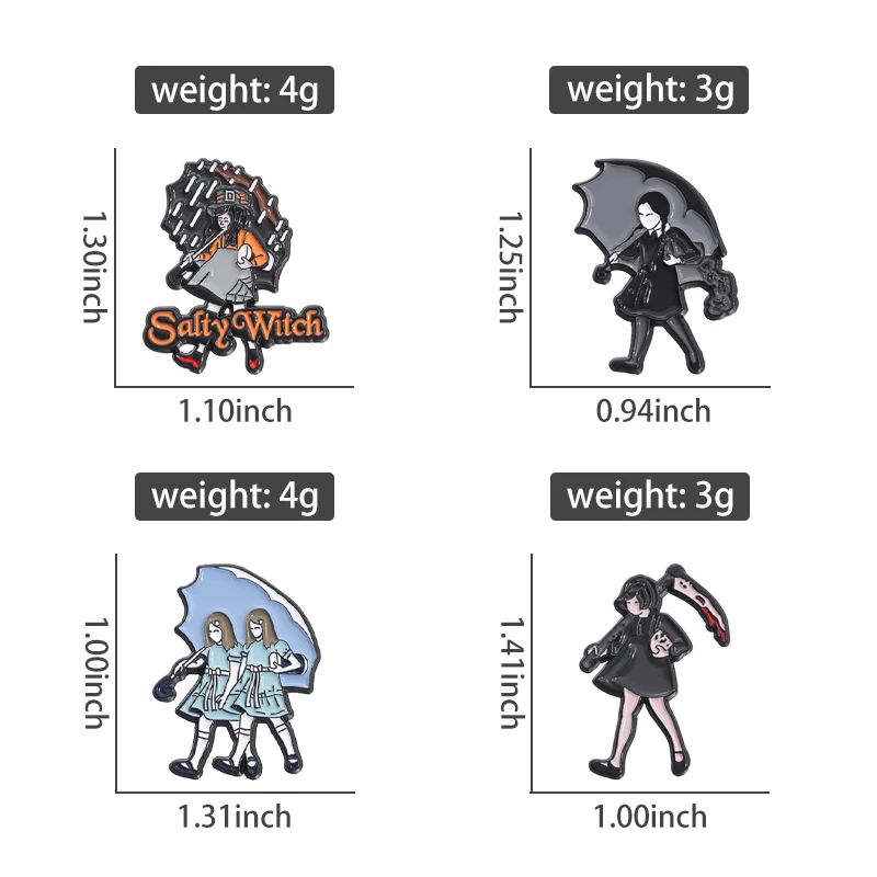 2-4pcs Sets Horror Anime Movies Enamel Pins Funny Cartoon Character Role Racing Flag Brooches Lapel Badge Punk Jewelry Gifts