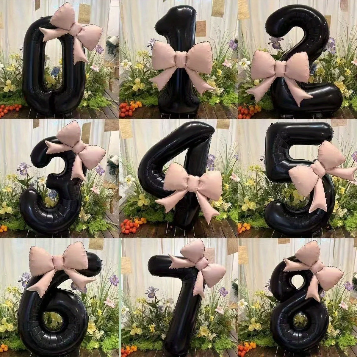 2pcs 32inch Aluminum Foil Black Digital Bow Party Balloon Suitable For Birthday Theme And Anniversary Decoration Balloons