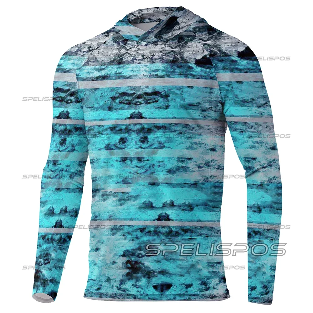 Fish Tops Gear Fishing Hoodies Sun Anti-UV UPF50+ Summer Quick Dry Shirt Breathable Beach Jersey Hooded Angling Wear Surfing Cap