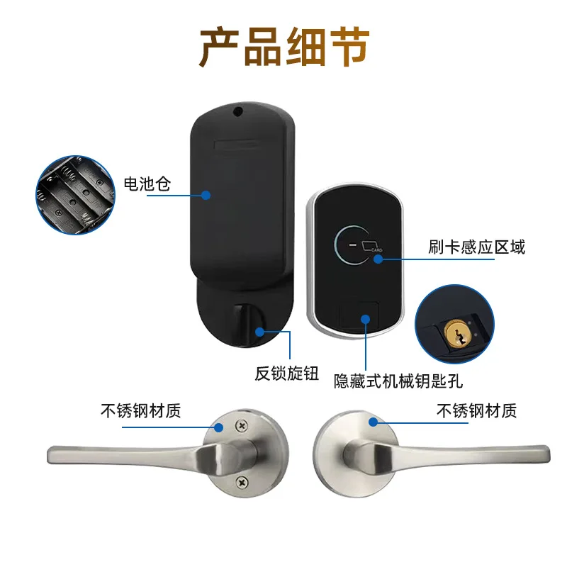 Sistema di blocco della carta dell'hotel diviso in acciaio inossidabile, serratura intelligente a induzione della carta magnetica elettronica dell'hotel