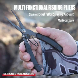 Fishing Pliers Teflon Coating Stainless Steel Split Ring Opener Line Scissors Multifunctional Fishing Tools Accessories