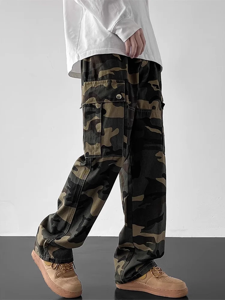 

Мужские рабочие брюки в стиле американского ретро-милитари, камуфляжные, в стиле хип-хоп, модные, уличные, прямые, свободного кроя, джинсы
