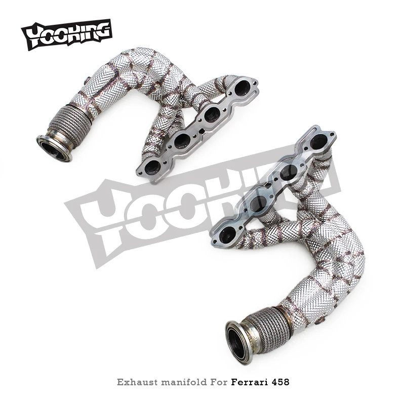 Auto Stainless Steel Long Tube For Ferrari 458 4.5L 2011-2016 Equal Length Turbo Manifold Exhaust Pipes With Heat Shield