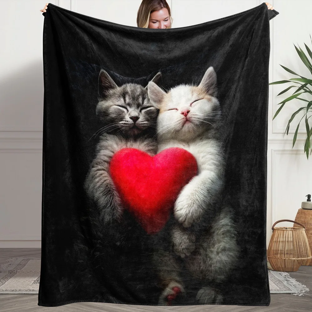 A Fluffy Blanket Featuring Cute Cat Prints, a White Throw Blanket Perfect for Bare Feet Dreams, Ideal for The Sofa, a Warm Blank