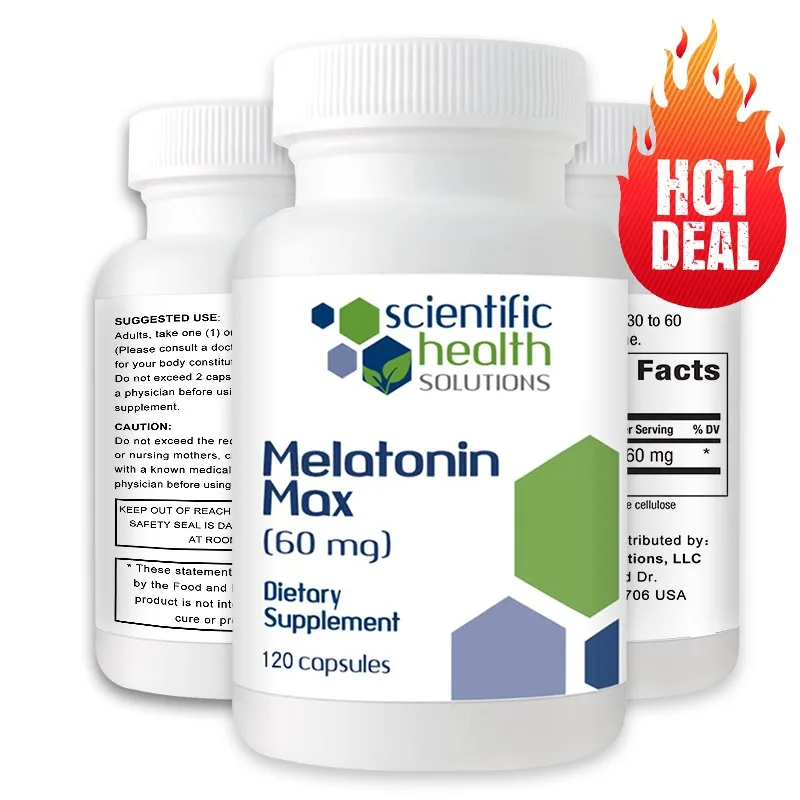 Melatonin 60 Mg | High Dose, Easy-to-Swallow Capsules | Vegetarian, Non-GMO, Gluten-Free |