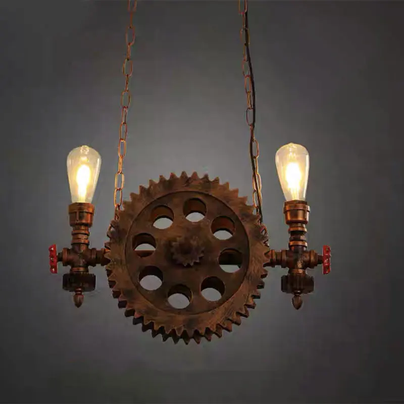 Vintage Creative Gear Pendant Lights Steampunk lamp Water Pipe Bar Restaurant industry Cafe Living Room Bar Club Hanging Lamp