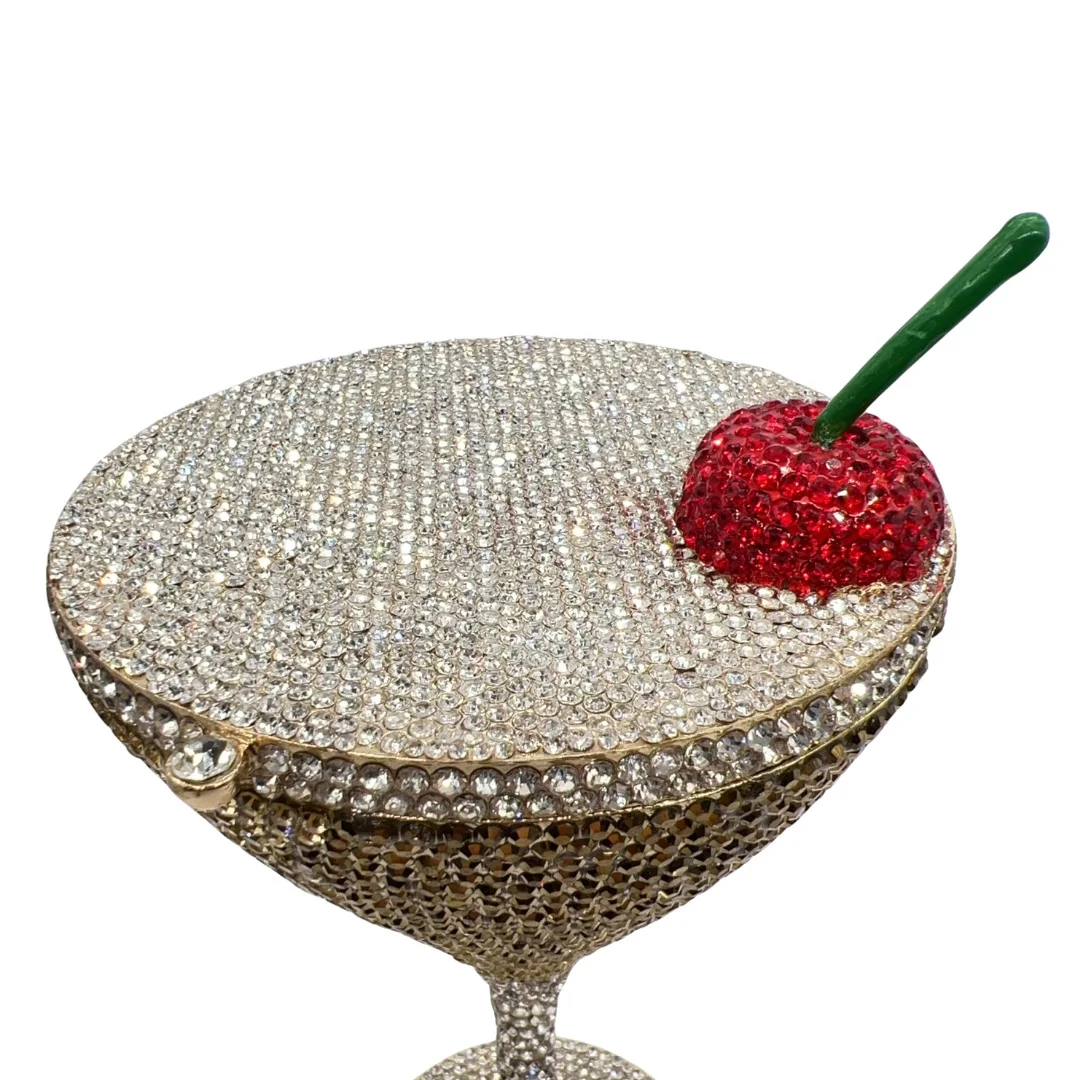 Cherry Martini Goblet Diamond Dinner Bag Party Bar Wine Glass Styling Diamond Handbag Women's Bag