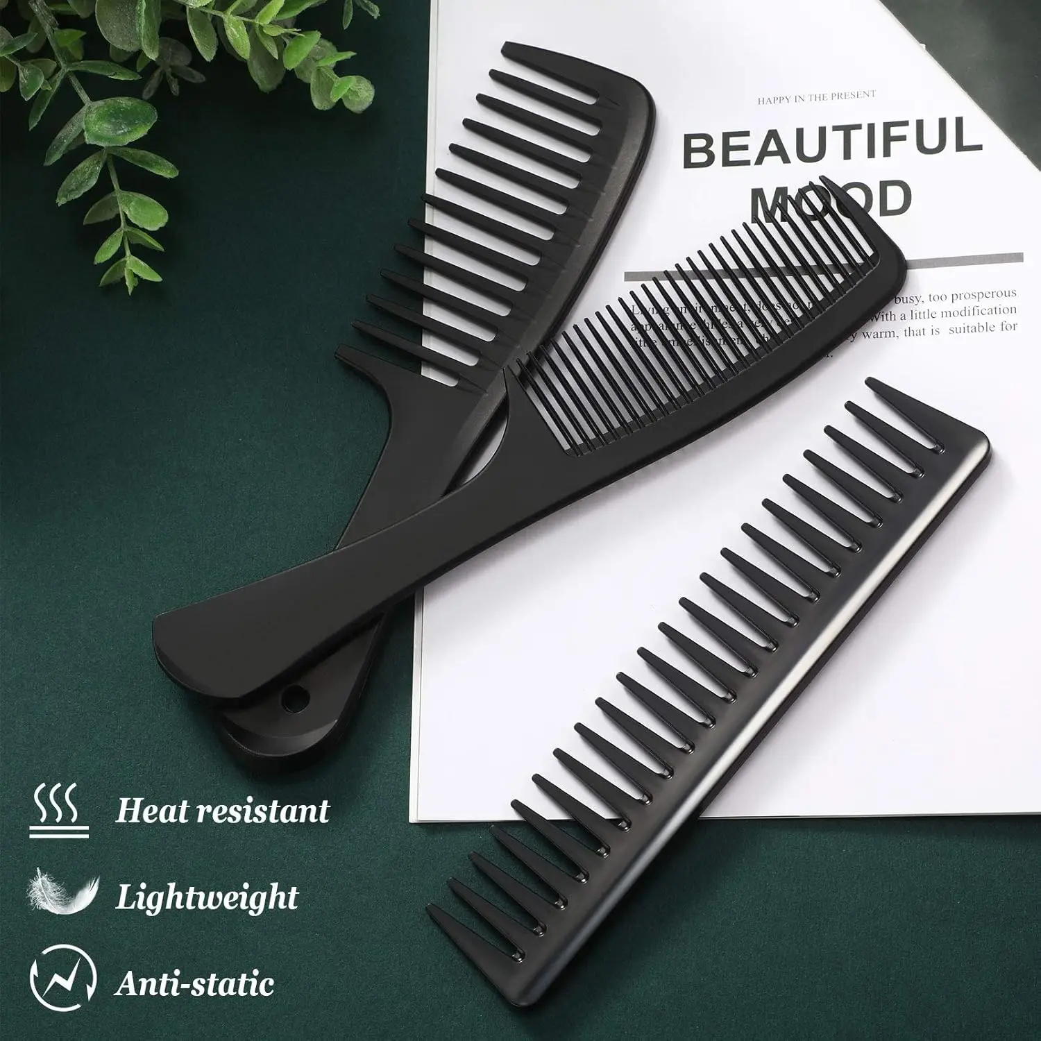 Black Flattop Hair Cutting Comb Wide Tooth Men Cut Hair Brush Professional Salon Barber Hair Clipper Hairdressing Carbon Combs