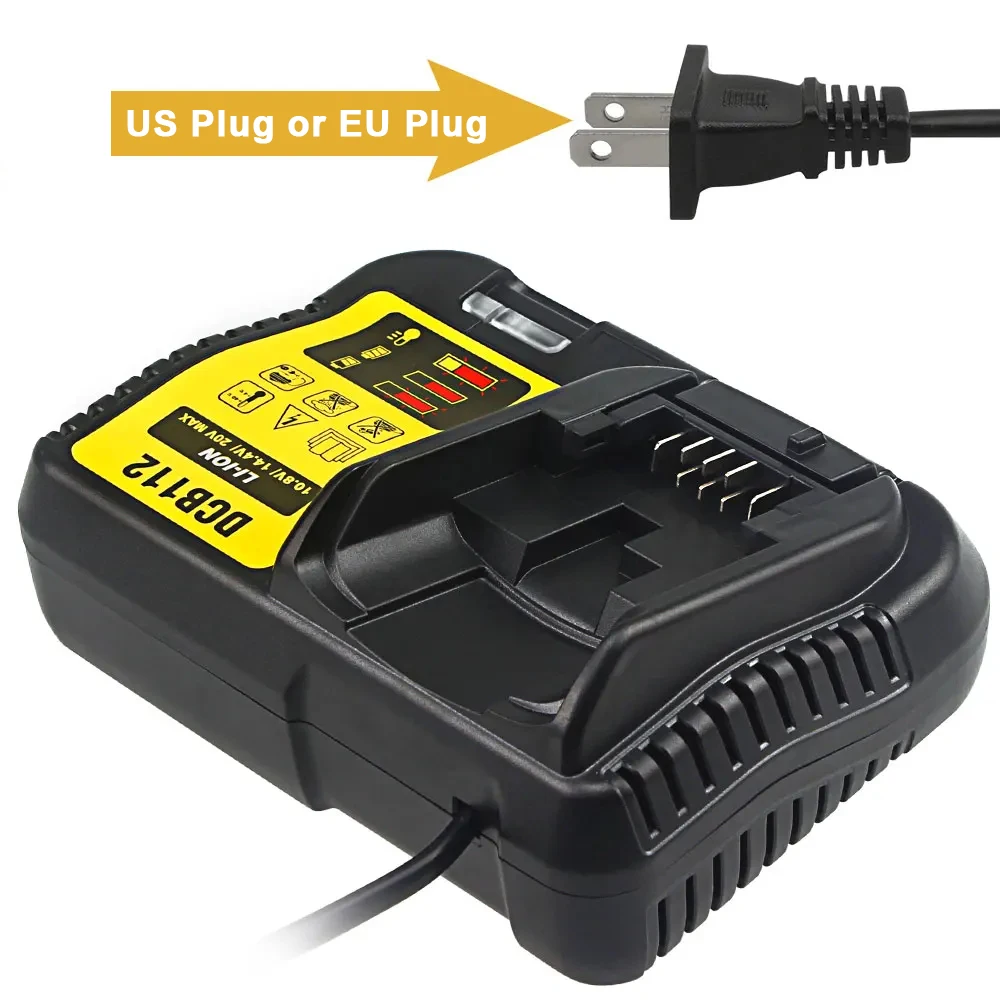 Rapid Fast Li-Ion Battery Charger Compatible with Dewalt DCB112 10.8V 14.4V 18V Multi Voltage Slide Battery DCB200 DCB101 DCB184