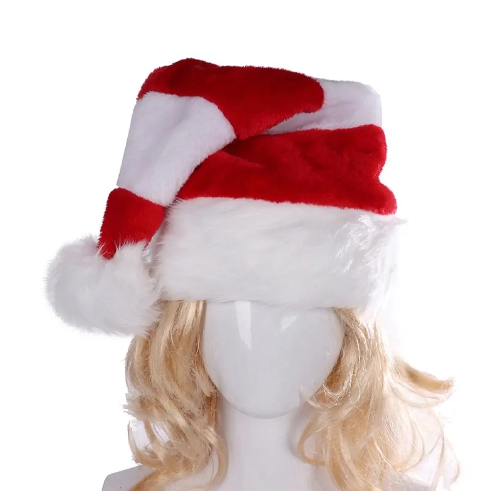 

Leisure Merry Christmas Decoration Christmas Hat Green Red Velvet Santa Claus Hat Plush Hat Striped Warm