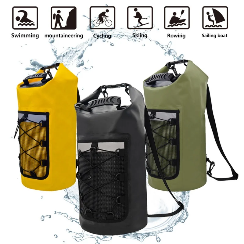 Outdoor camping travel bag - Waterproof cylindrical bag - Dry and wet separation waterproof bag - Rafting and swimming bag