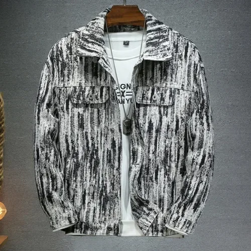 Men 2026 New Pure Colour Denim Jacket Spring Autumn Single-breasted Lapel Daily Casual Simple Coats