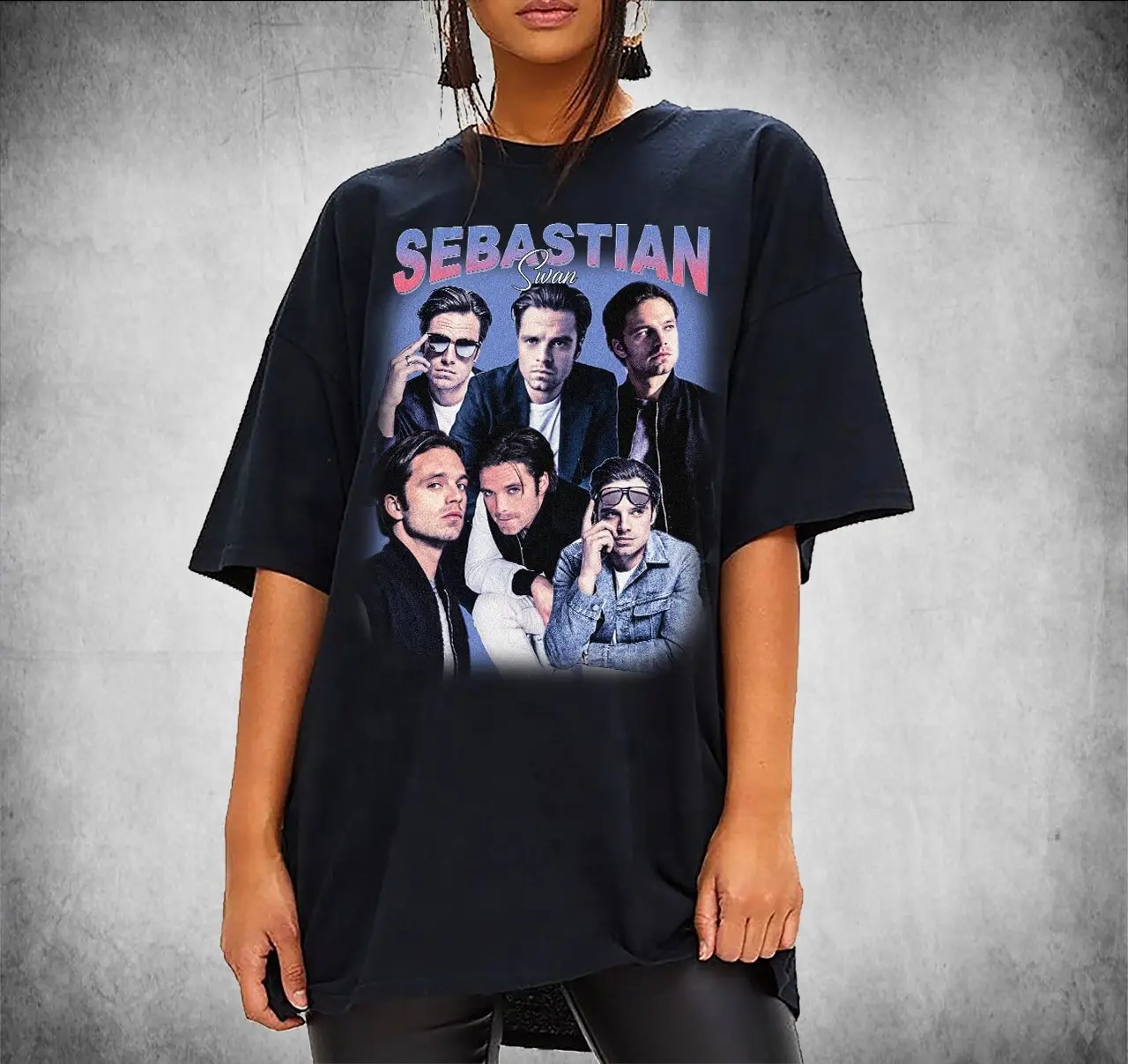 

Sebastian Stan Homage T Shirt Retro '90 Tribute Fans Funny