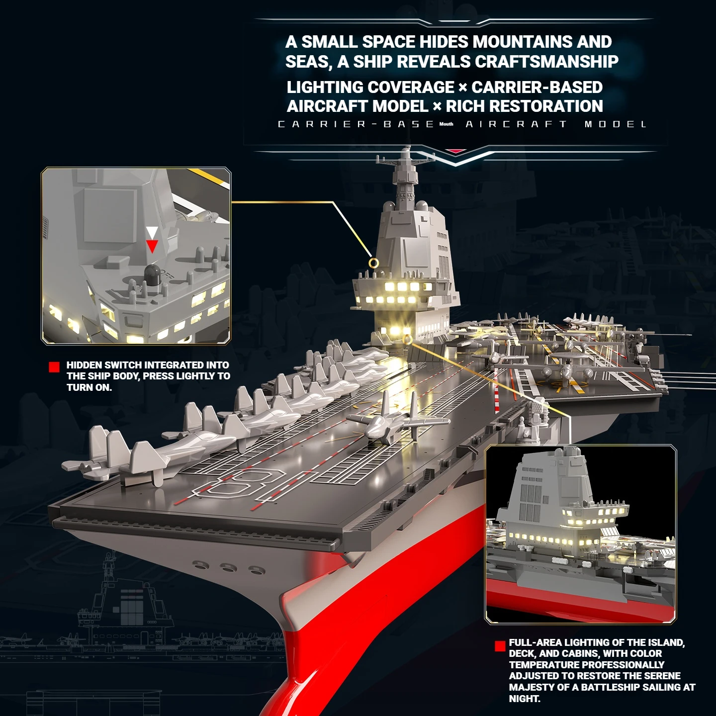 F5-C1010 Aircraft Carrier 1:700 Extra Large Size Ship Model Ornament, Building Blocks Toys Ship, Educational Toys, Birthday Gift