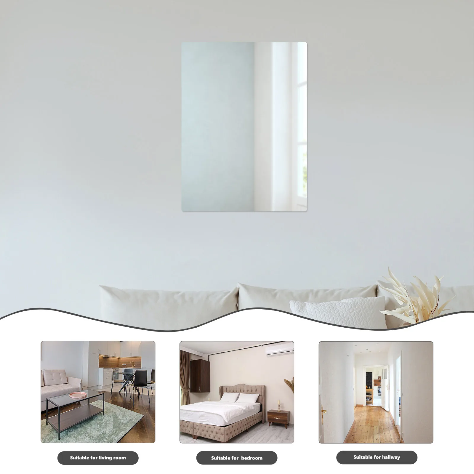 

Unbreakable Acrylic Mirror Self-Adhesive High-Definition Surface Clear Reflection Practical for Bedroom and Living Room