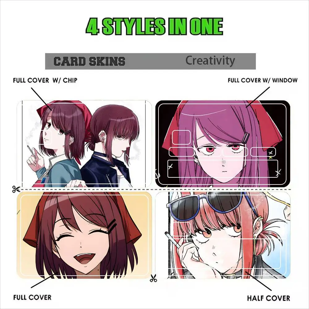 Smoking Behind the Supermarket with You Yamada  Sticker Film Tape Skin for Credit Card Debit Card Waterproof Stickers Cartoon