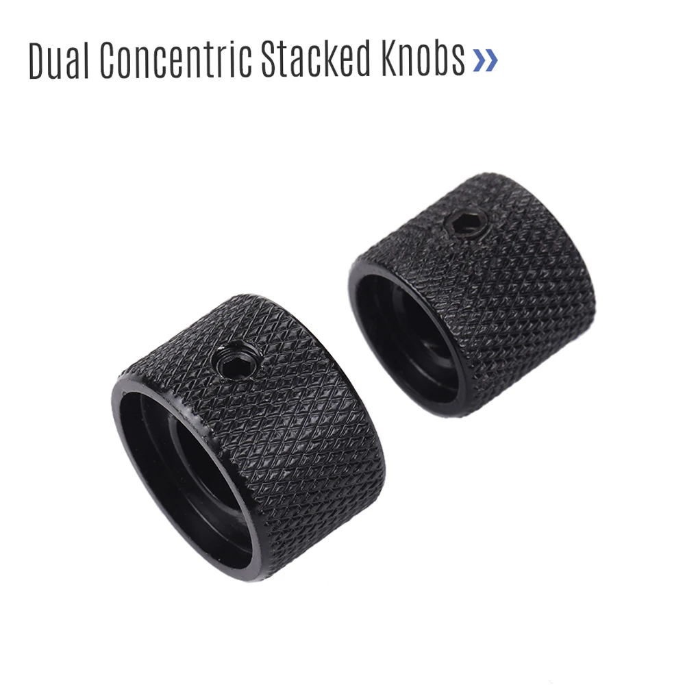 2 Sets Dual Concentric Stacked Control Knobs for Electric Bass Guitars Strings Guitar Knob Accessories Black/Gold/Silver Colors