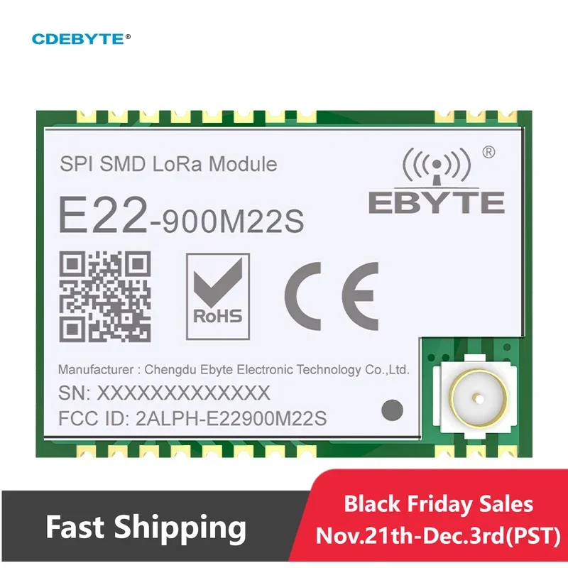 SX1262 LoRa اللاسلكية Maodule CDEBYTE E22-900M22S 22dBm 915MHz SMD 32M عالية الدقة TCXO RF وحدة لإمدادات الطاقة LDO DC-DC