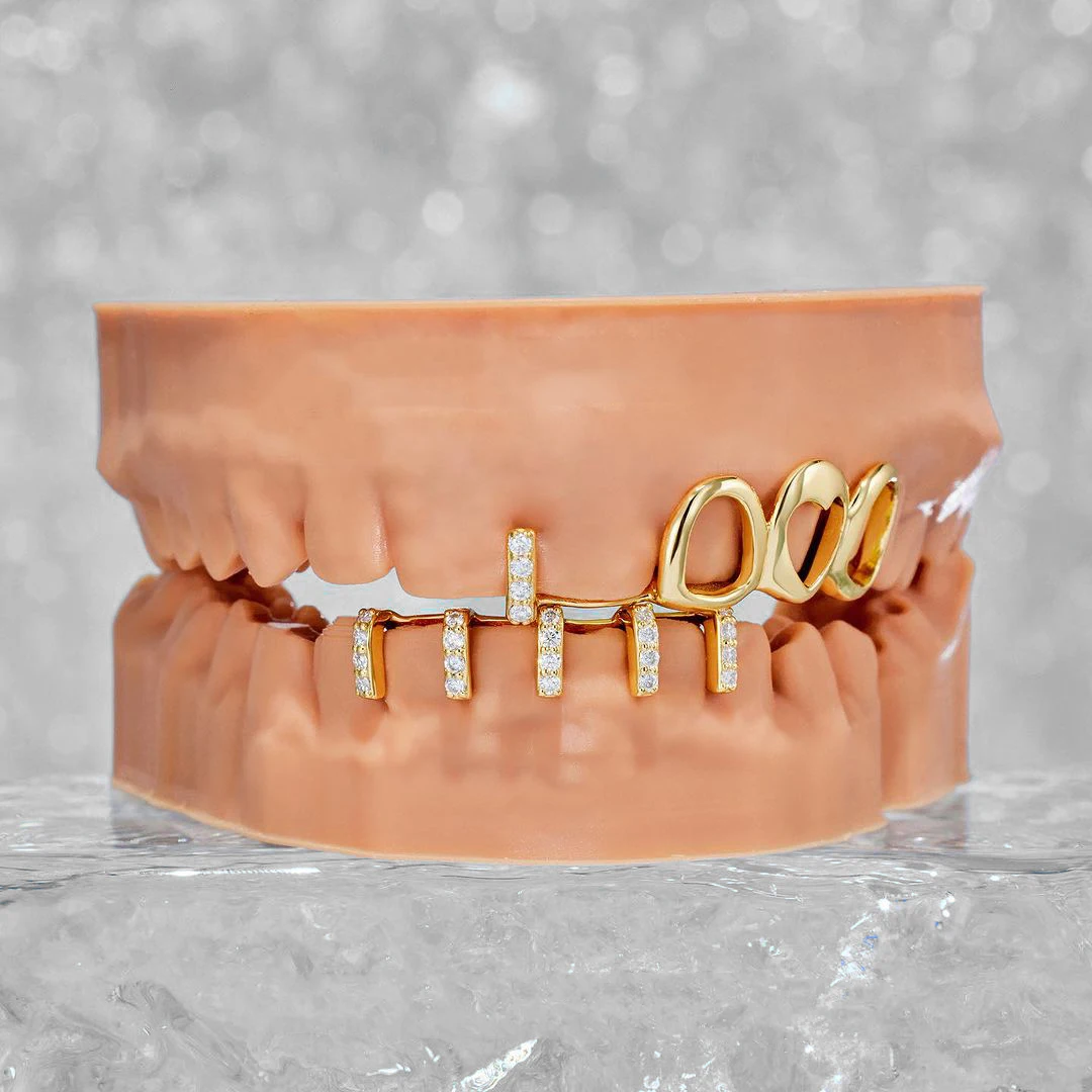 

Индивидуальные хип-хоп грилзы VVS Ice Out Silica Top 8 Bottom 8 из серебра 925 пробы, 14K, 18K золота