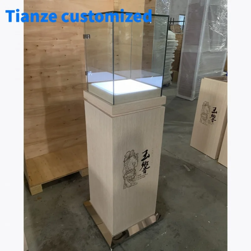 

[Customized] high quality LED light wood glass jewelry shop counter furniture