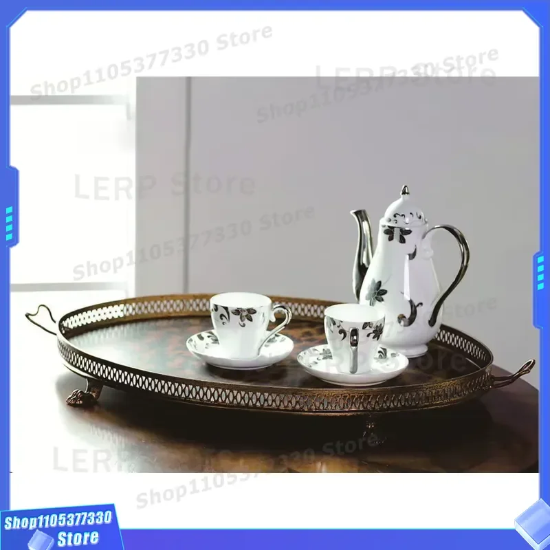 Large Round Brass Serving Tray with Dragon Pattern for Home Decoration Fruit Plate Elegant Metal Platter for Living Room