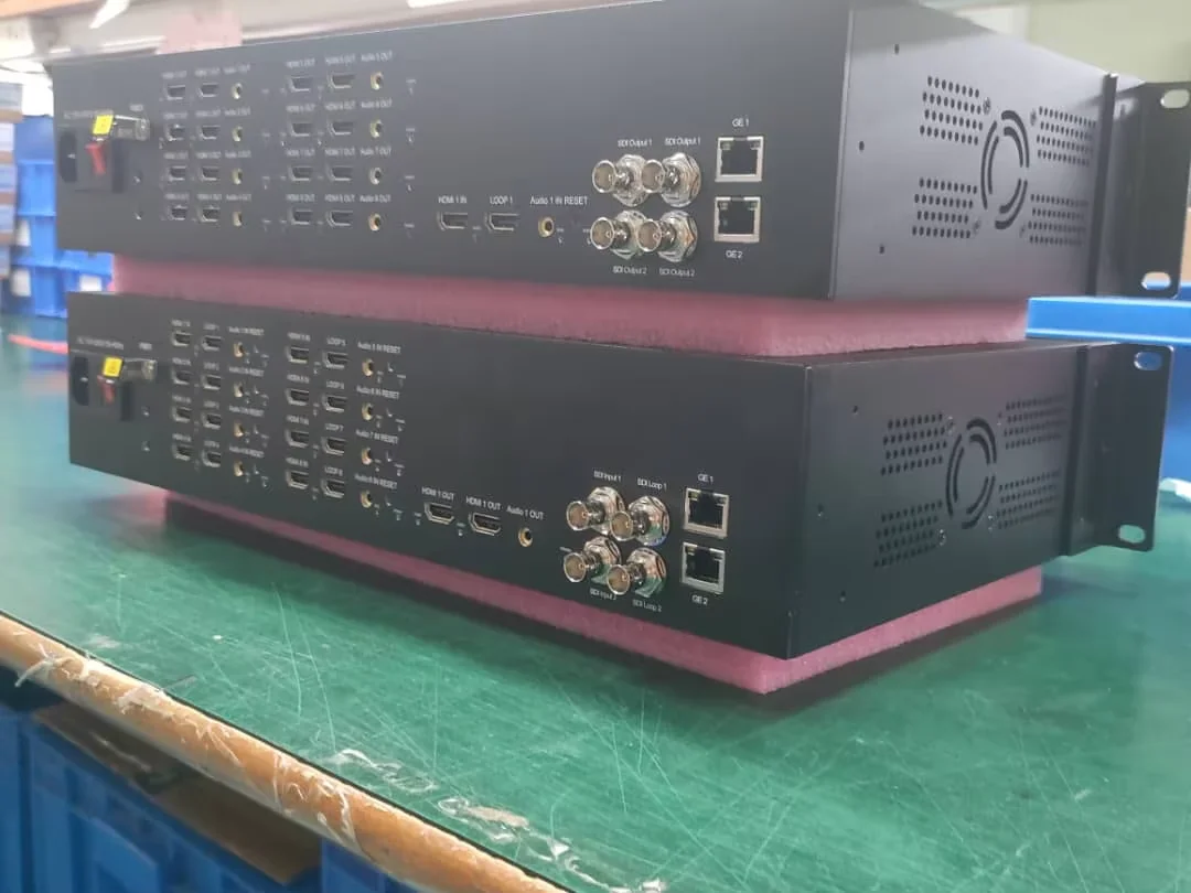 HO-LINK 12G SDI Fiber Optic Transceivers with 4KHD-MI Loop Out LC 10KM 12G SDI Extender Transmitter Receiver