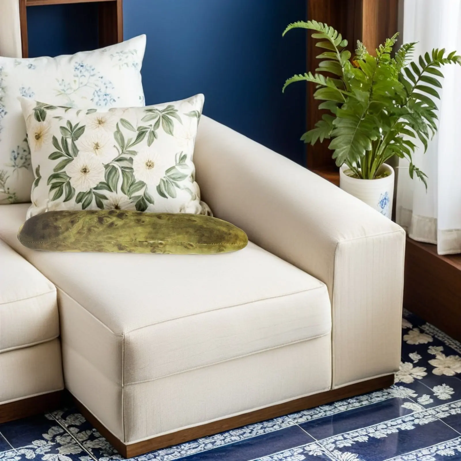 

2Pcs Funny Food Pillow Cute Pickled Cucumber Shaped 17x3 Inch Large Stuffed Cushion for Sofa Bed Decor Novelty Throw Pillow