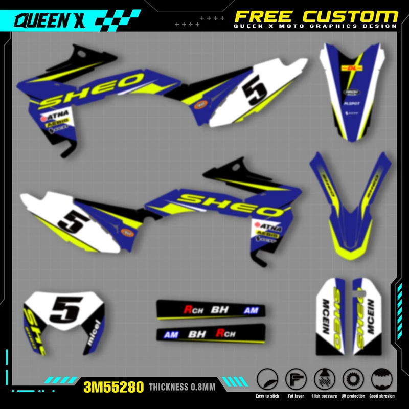 Queen X MOTOR Custom Team Graphics Background Decals Stickers Kits For Sherco Decal 2012 2013 2014 2015 2016  SE SE250 300