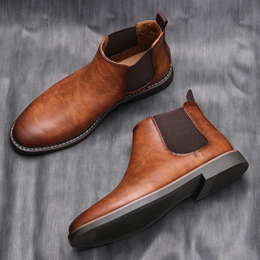 

2026 New Luxury Men's Chelsea Boots High Quality Retro Men Work Boots comfortable Business Leather Shoes Brand Men's Ankle Botas