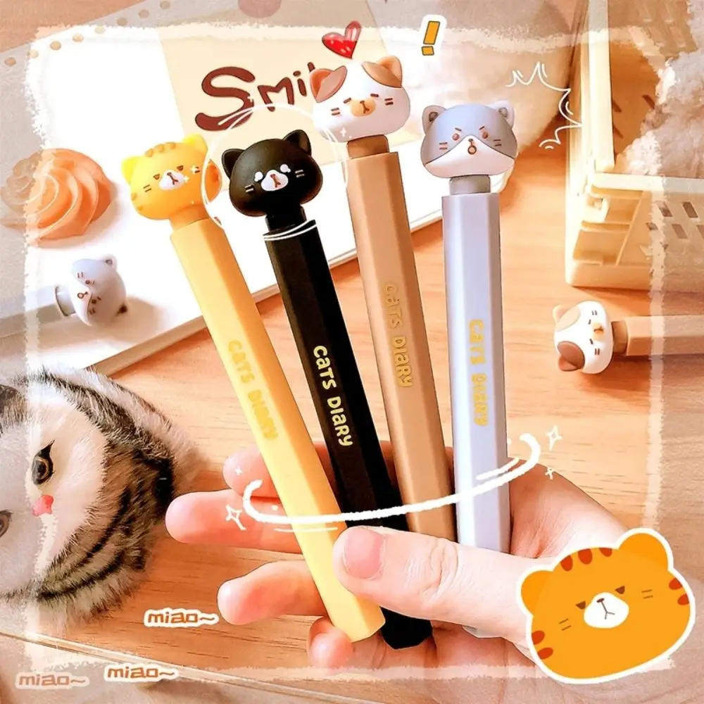 Bolígrafo de Gel de gato bonito Kawaii creativo, bolígrafo de gatito bonito y estético de dibujos animados, bolígrafo de escritura de 0,5mm para escuela