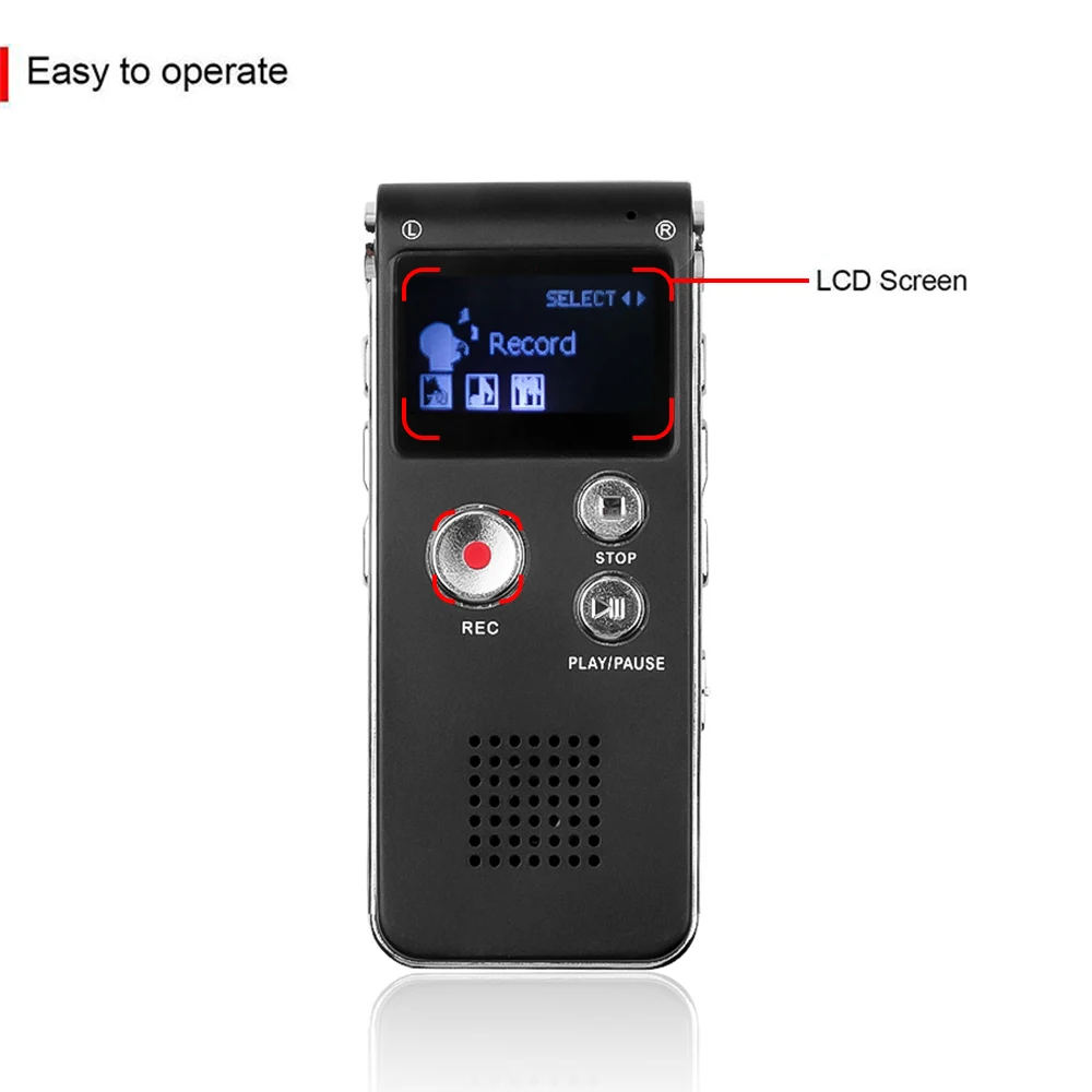 Professional Voice Activated Digital Voice Recorder Portable Audio Recorder Noise Reduction Recording Dictaphone WAV MP3 Player