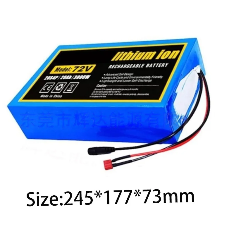 72V 20Ah 20S4P Electric Bike Lithium Battery Pack 20000mAh Li Ion Ebike Battery for Bicycle Scooter Motorcycle with Charger