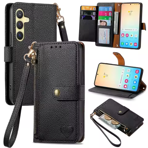 Love Heart Cards Solt Flip Wallet Book Leather Phone Case For Samsung S24 Ultra S23 Fe S22 Plus S21 A05s A15 A25 A35 A55 A14