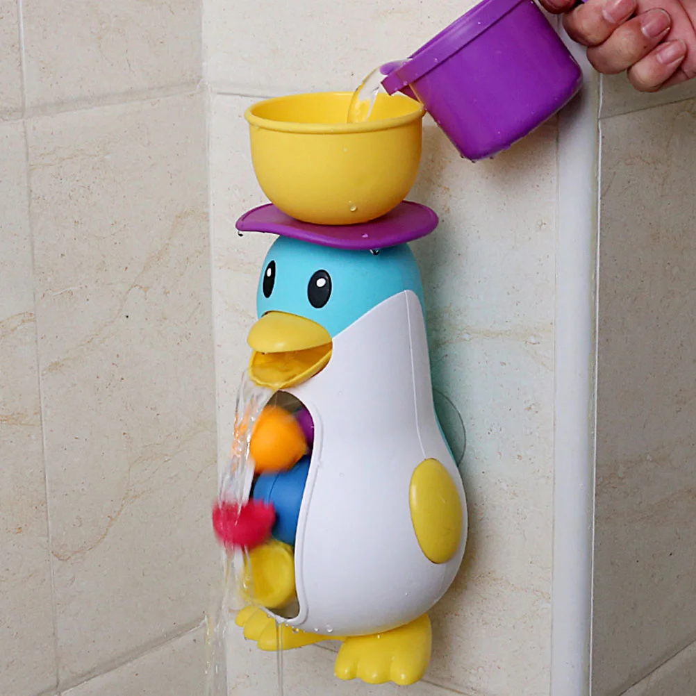 Bunte Wasserbecher Pinguin Windmühle Spielzeug Babywanne Kinder spielen Spielzeug Bad Kleinkind Baden